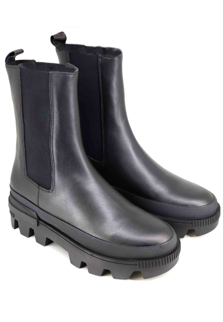 Spatarella Stivaletti donna in pelle nera con fondo carrarmato Violet Prezzo Ridotto