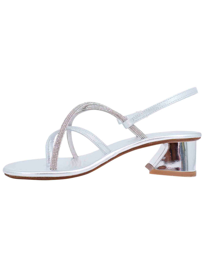 Spatarella Sandali slingback donna in strass argento con tacco gioiello Negozio