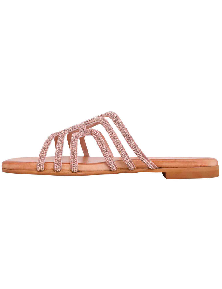 Spatarella Sandali flat donna in strass rosa con sottopiede morbido Saldi
