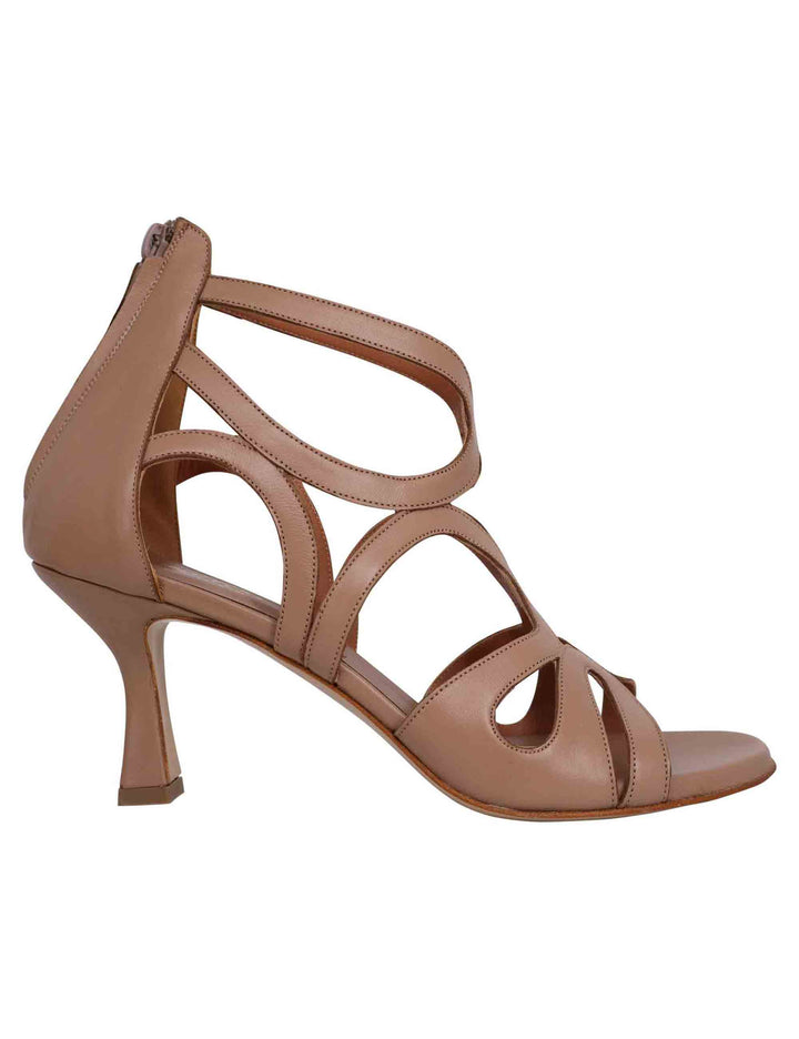 Spatarella Sandali donna in pelle naturale con tallone chiuso e punta tonda Saldi Di Fabbrica