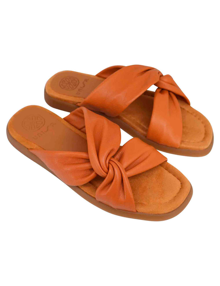 Spatarella Sandali flat donna in pelle cuoio con sottopiede morbido Moda
