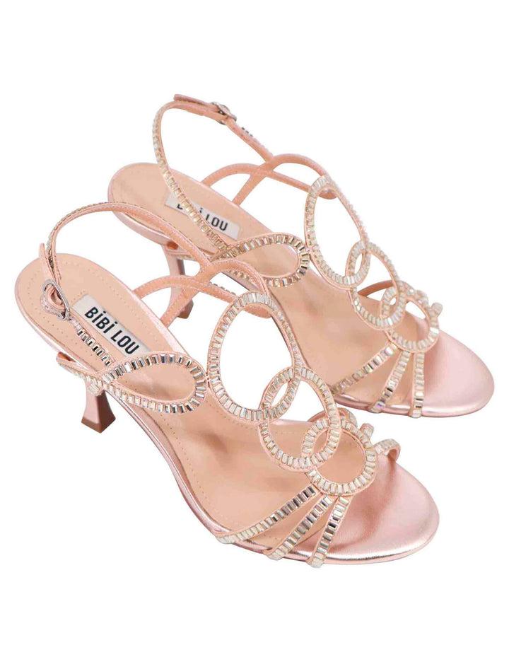 Spatarella Sandali slingback gioiello donna in strass oro con tacco alto Iris Nuovo