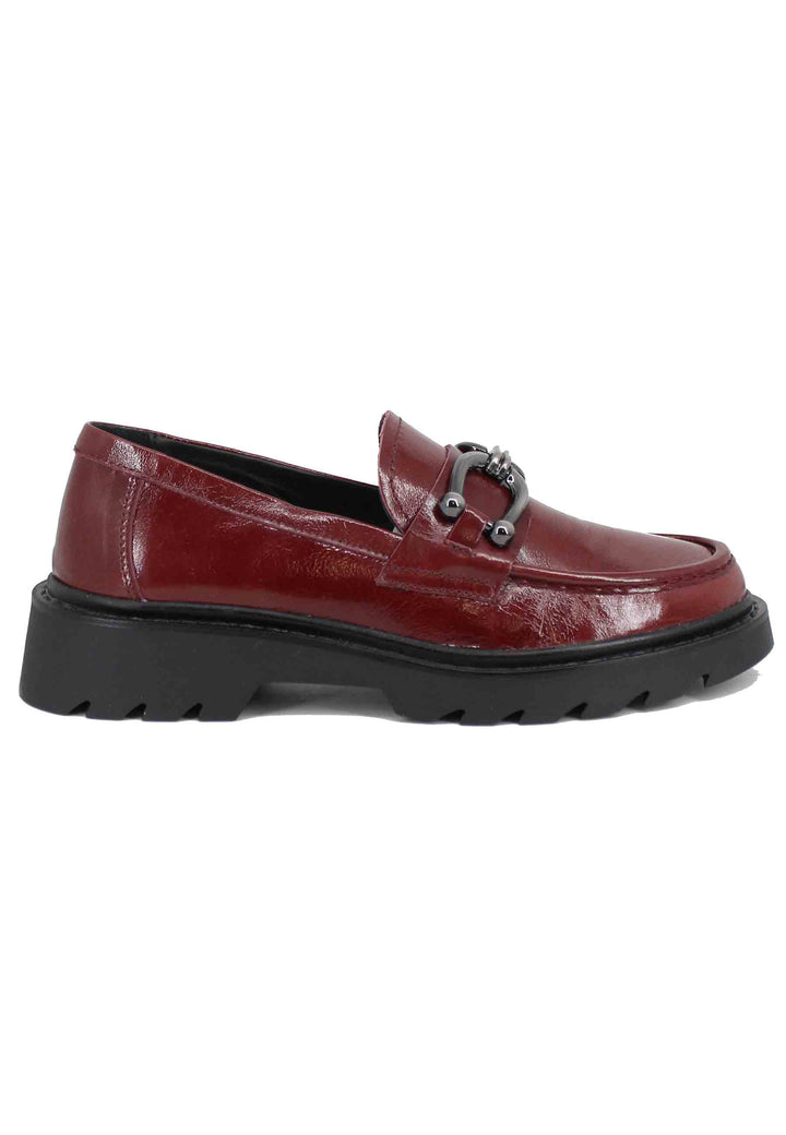 Spatarella Mocassini donna in vernice bordeaux con morsetto Affare Del Giorno
