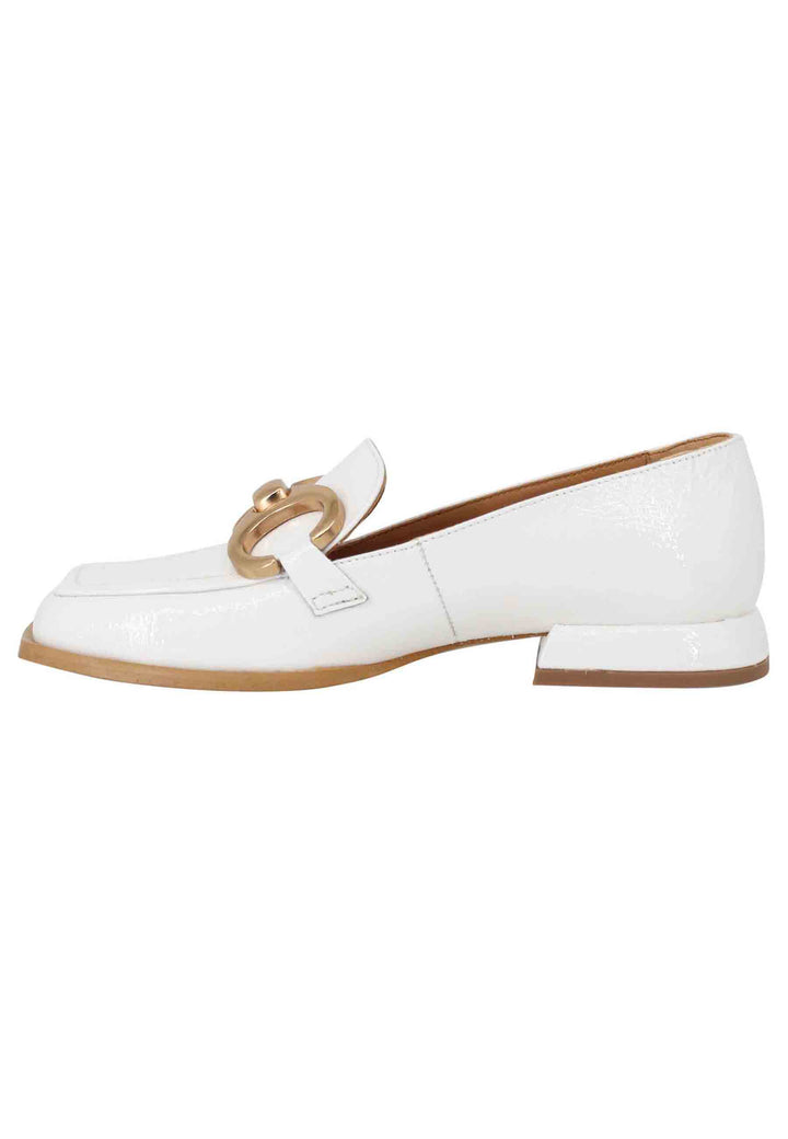 Spatarella Mocassini donna Poppi Chal in naplak off white con morsetto in oro satinato Prezzo Ridotto