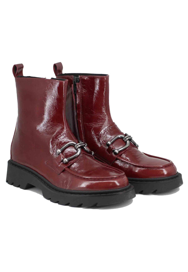 Spatarella Stivaletti donna in vernice bordeaux con suola carrarmato Offerta