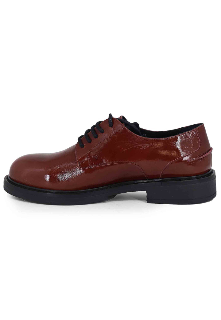 Spatarella Stringate donna in pelle naplack bordeaux con suola in gomma e tacco basso Online
