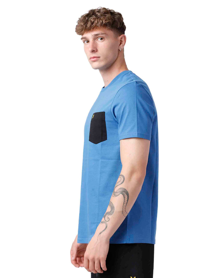 Spatarella T-shirt uomo in cotone blu Vendita Economica