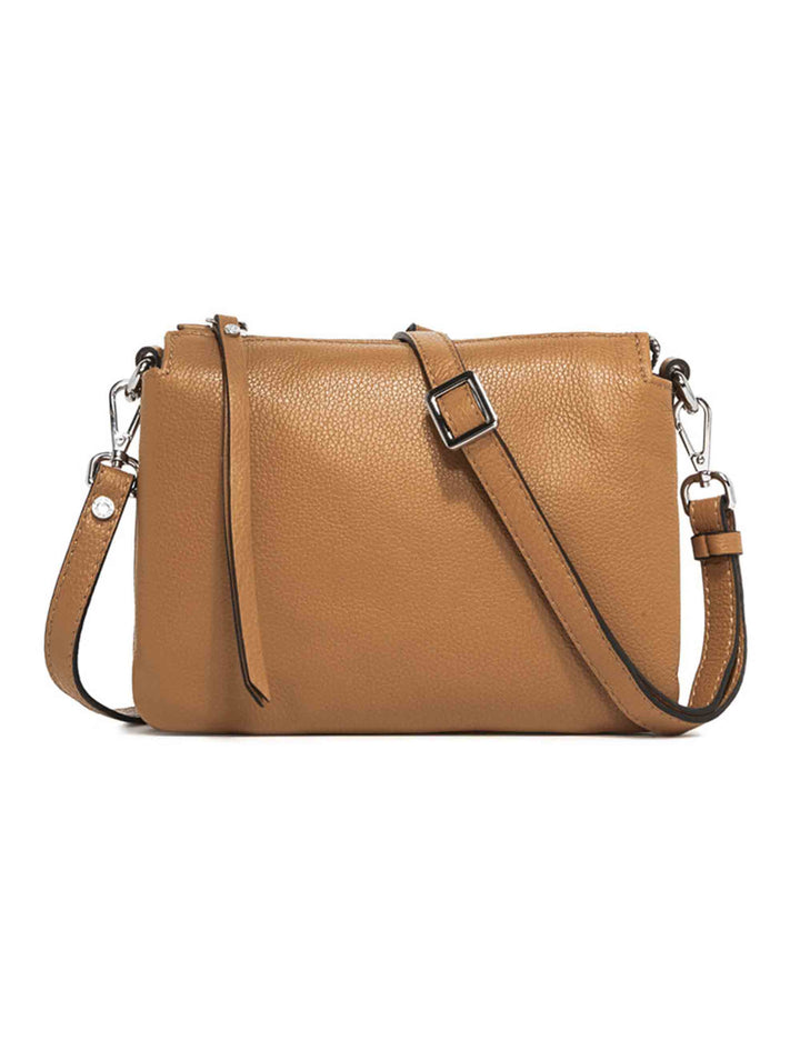 Spatarella Borse donna pochette Three in pelle naturale con tracolla removibile in tono Negozi Online