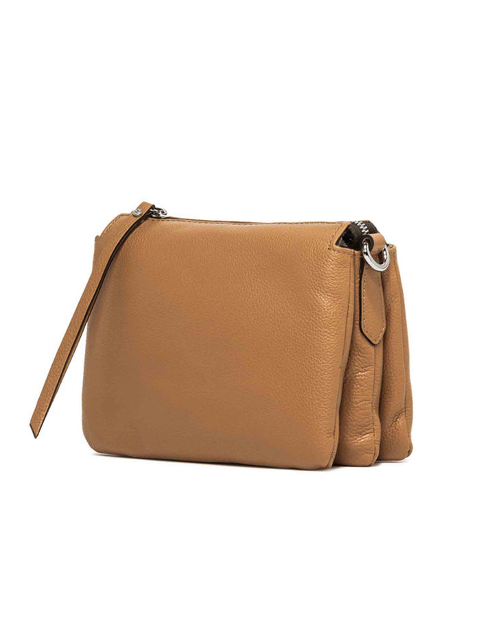 Spatarella Borse donna pochette Three in pelle naturale con tracolla removibile in tono Negozi Online