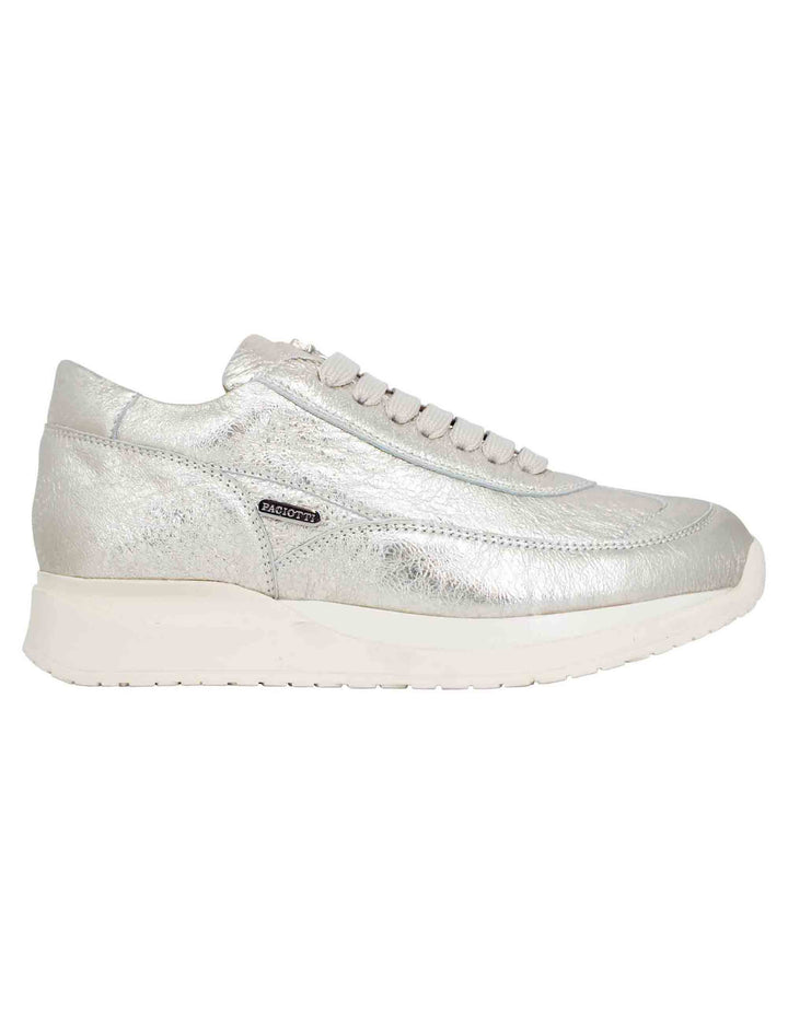 Spatarella Sneakers donna in pelle laminata platino Novità