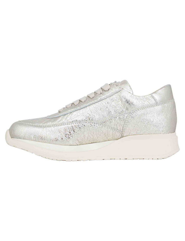 Spatarella Sneakers donna in pelle laminata platino Novità