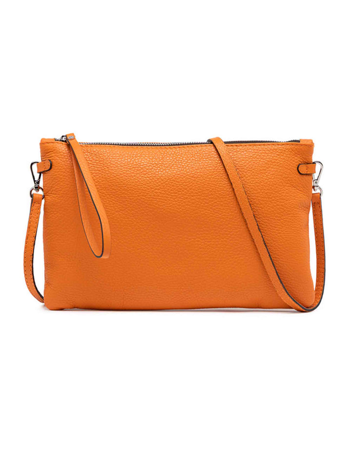 Spatarella Borse donna pochette Hermy in pelle arancione con manico a bracciale e tracolla in pelle Sconto