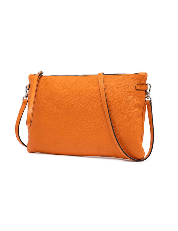 Spatarella Borse donna pochette Hermy in pelle arancione con manico a bracciale e tracolla in pelle Sconto
