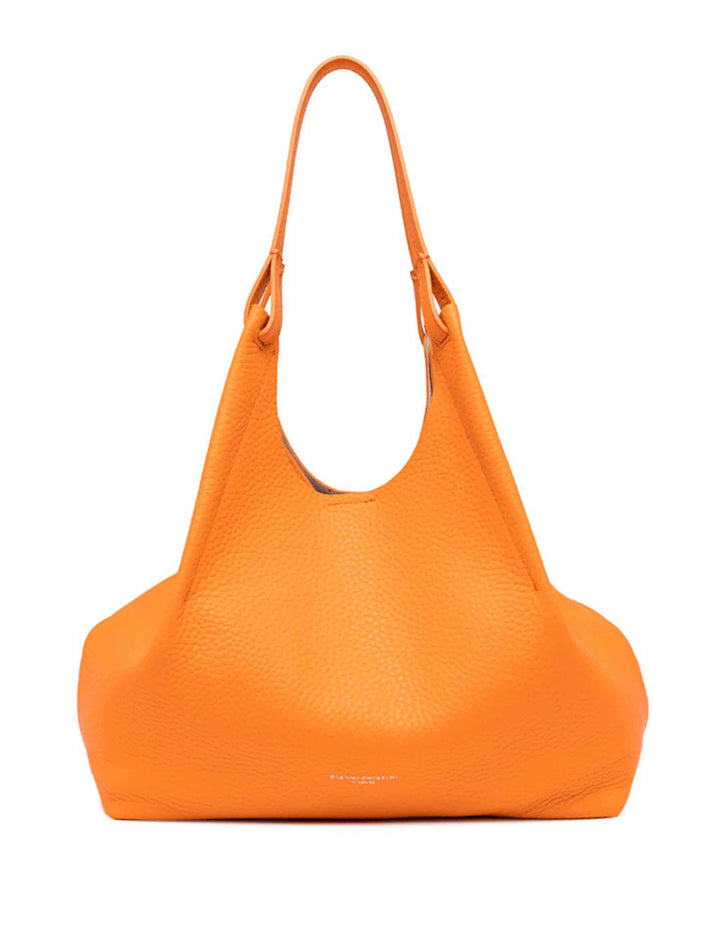 Spatarella Borse shopping donna Dua in pelle arancione con doppi manici Online