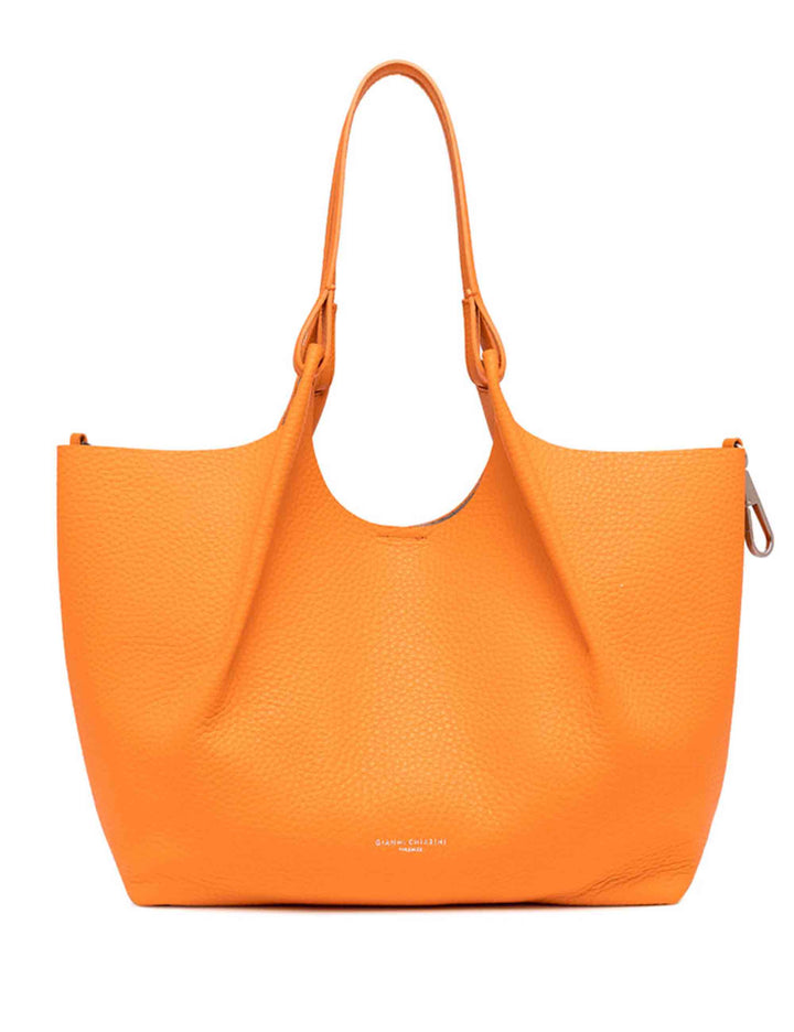 Spatarella Borse shopping donna Dua in pelle arancione con doppi manici Online