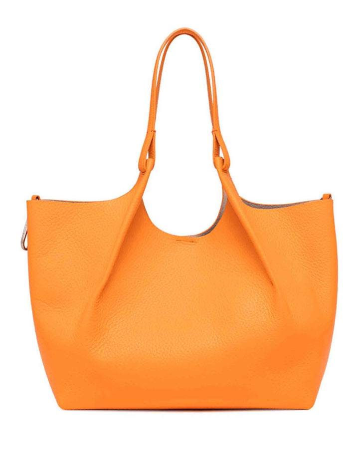 Spatarella Borse shopping donna Dua in pelle arancione con doppi manici Online