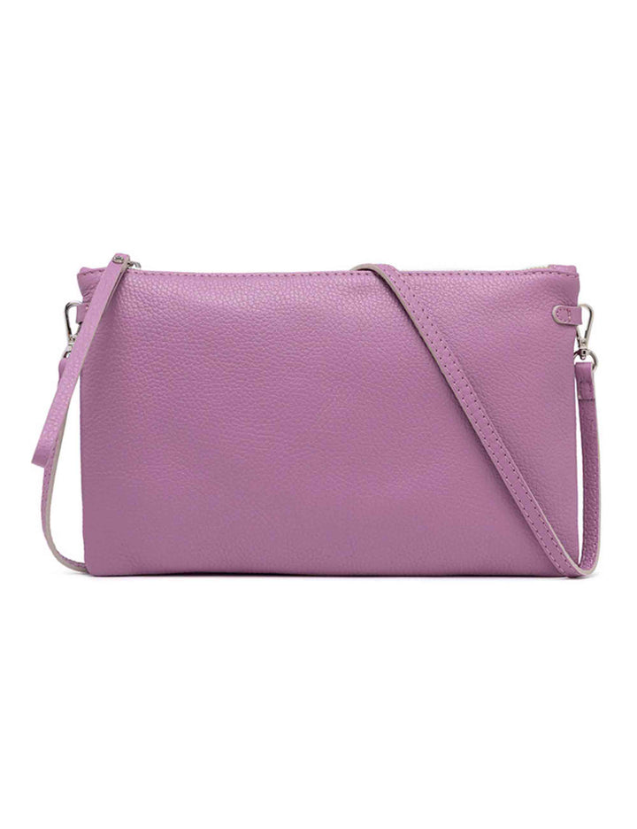 Spatarella Borse donna pochette Hermy in pelle viola con manico a bracciale e tracolla in pelle Outlet