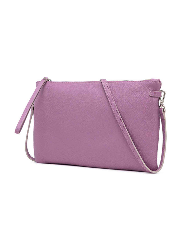 Spatarella Borse donna pochette Hermy in pelle viola con manico a bracciale e tracolla in pelle Outlet