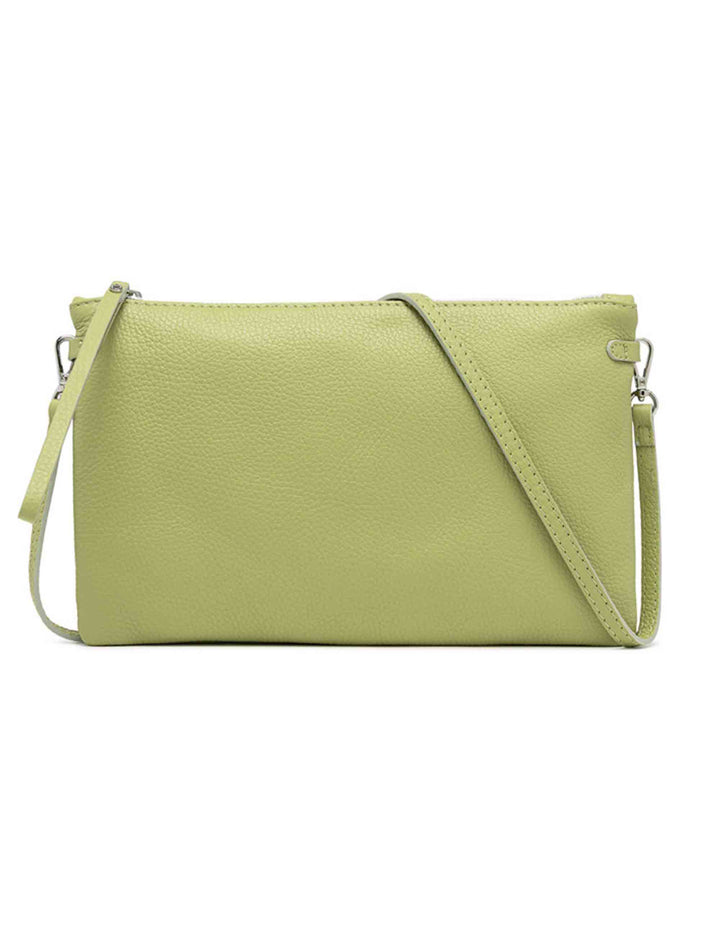 Spatarella Borse donna pochette Hermy in pelle verde con manico a bracciale e tracolla in pelle Saldi