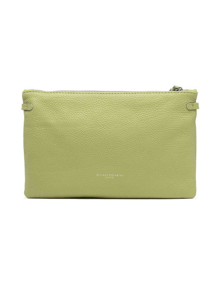 Spatarella Borse donna pochette Hermy in pelle verde con manico a bracciale e tracolla in pelle Saldi