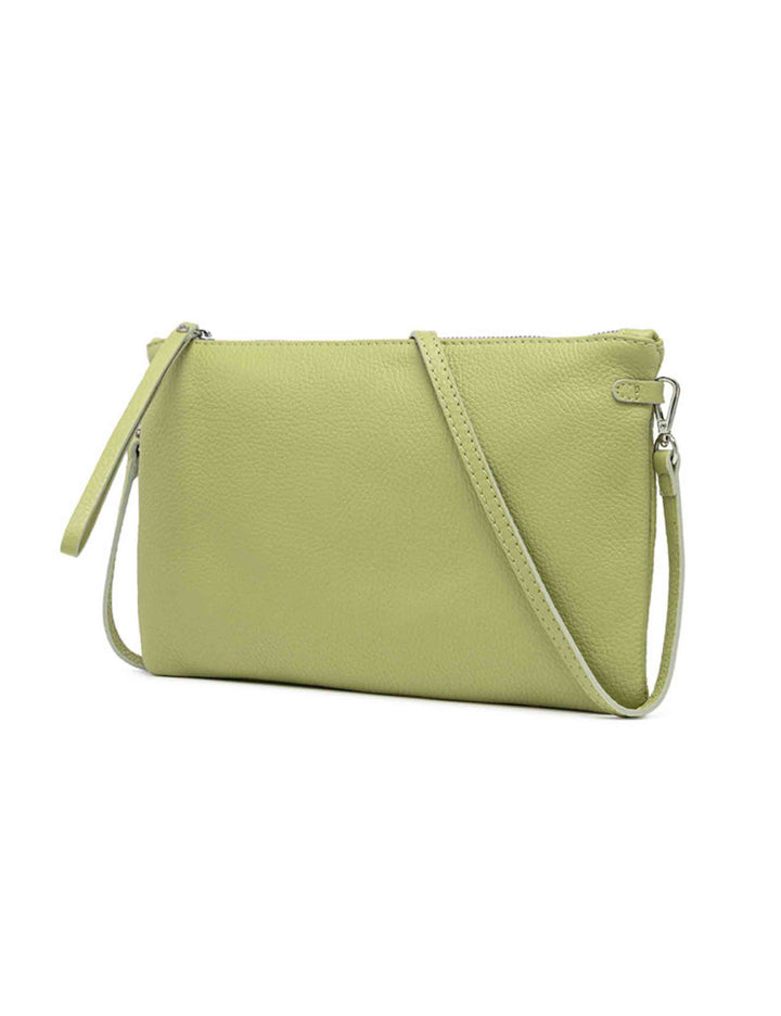 Spatarella Borse donna pochette Hermy in pelle verde con manico a bracciale e tracolla in pelle Saldi
