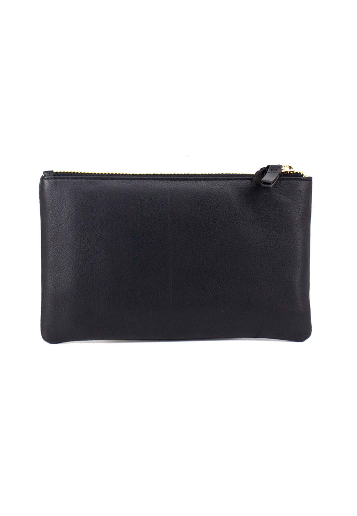 Spatarella Portafoglio uomo con zip in pelle nera Vendita Economica