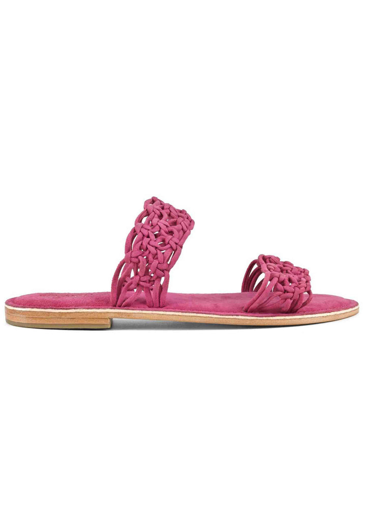 Spatarella Sandali donna in camoscio fuxia a doppia fascia con nodi Vendite Flash
