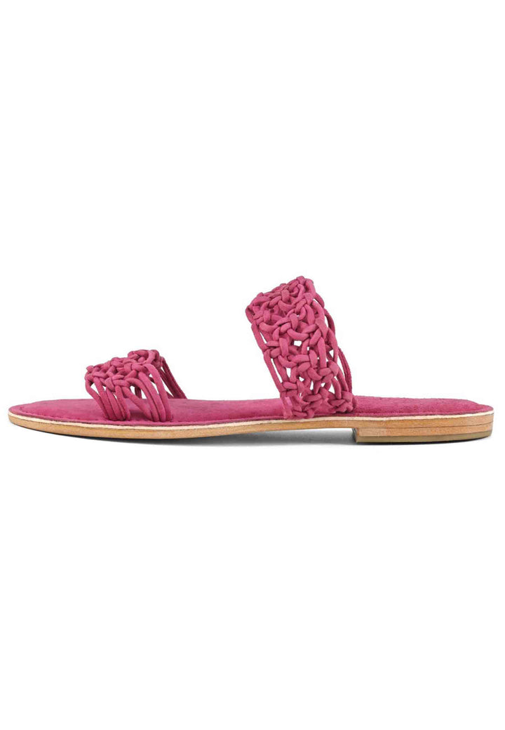 Spatarella Sandali donna in camoscio fuxia a doppia fascia con nodi Vendite Flash