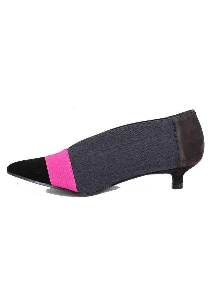 Spatarella Decollete donna in tessuto grigio tacco basso Italy