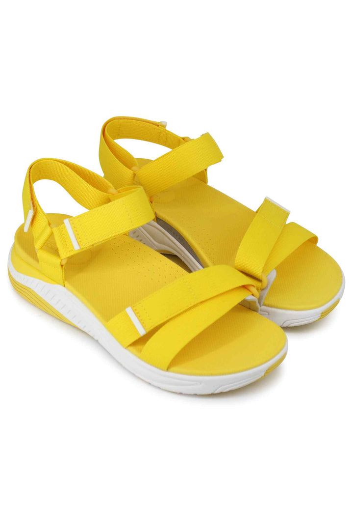 Spatarella Sandali donna Racquel in tessuto giallo con zeppa in gomma Vendita