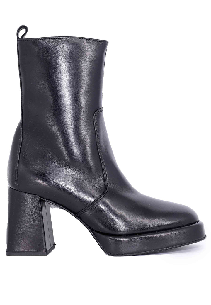 Spatarella Stivaletti donna in pelle nera con tacco alto e plateau Negozi Online