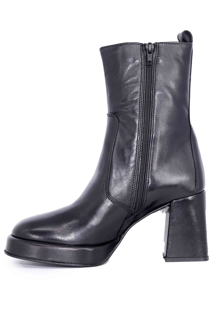 Spatarella Stivaletti donna in pelle nera con tacco alto e plateau Negozi Online