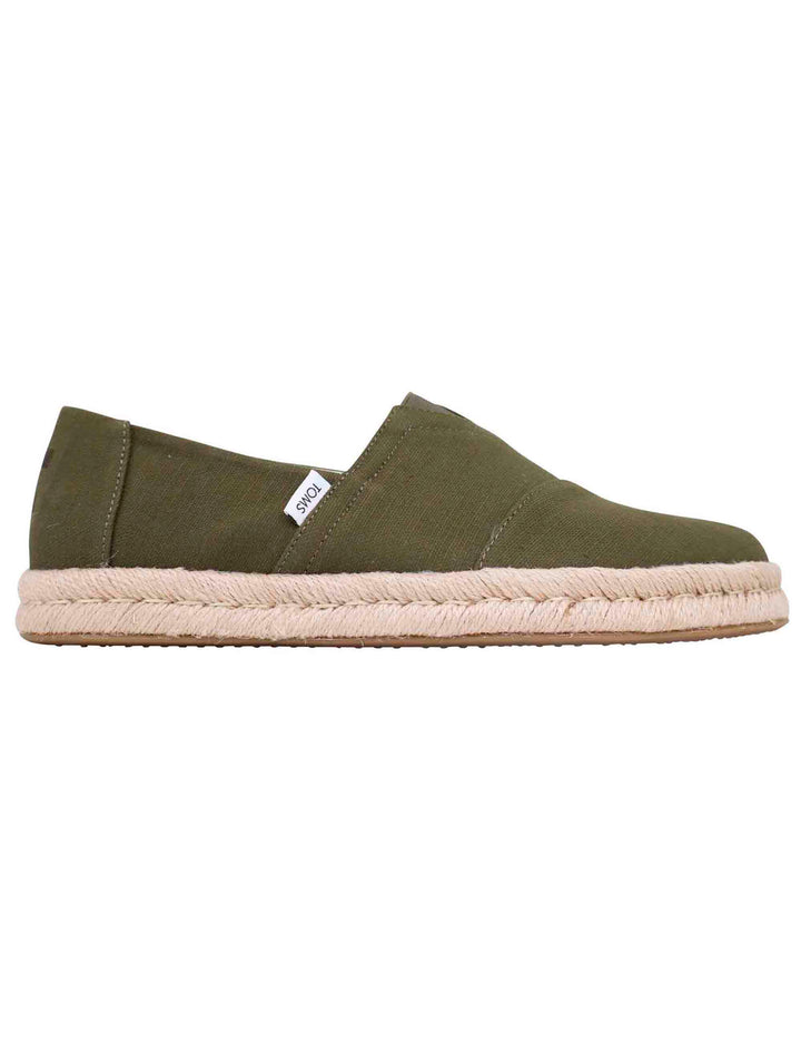 Spatarella Espadrillas uomo in tela verde con suola in corda Consegna Veloce