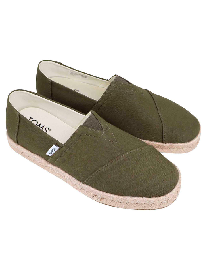 Spatarella Espadrillas uomo in tela verde con suola in corda Consegna Veloce