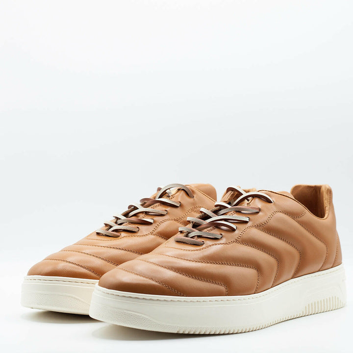 Spatarella Sneakers da uomo Bomber in pelle camel Sottocosto