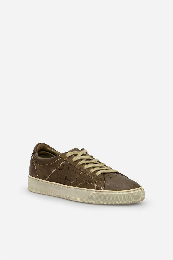Spatarella Sneakers uomo Del Bello in pelle verde effetto vintage In Vendita