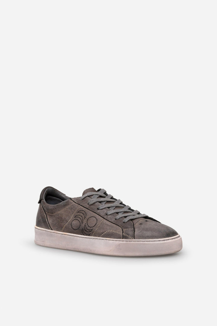 Spatarella Sneakers uomo Del Bello in pelle grigia effetto vintage Offerte
