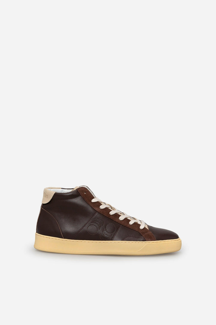 Spatarella Sneakers uomo Del Bello Mid in pelle marrone Hotsell