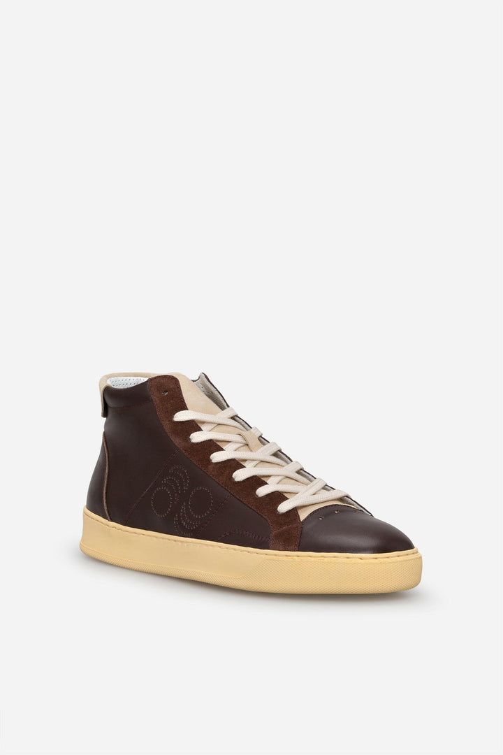 Spatarella Sneakers uomo Del Bello Mid in pelle marrone Hotsell