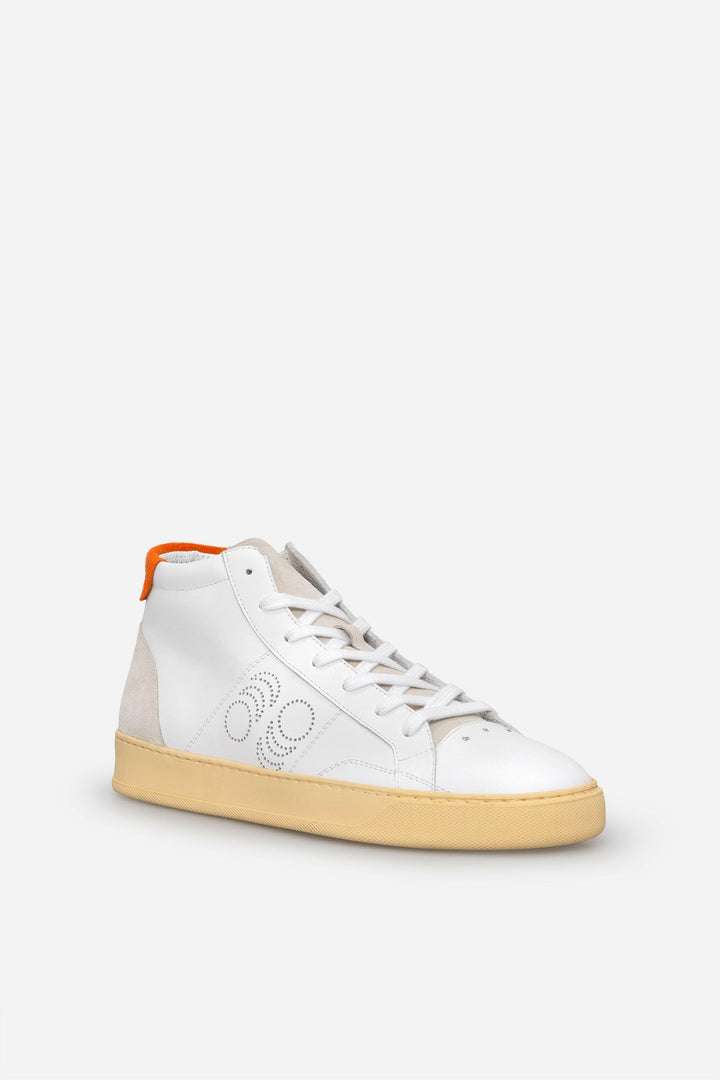 Spatarella Sneakers uomo Del Bello Mid in pelle bianca Vendita Calda