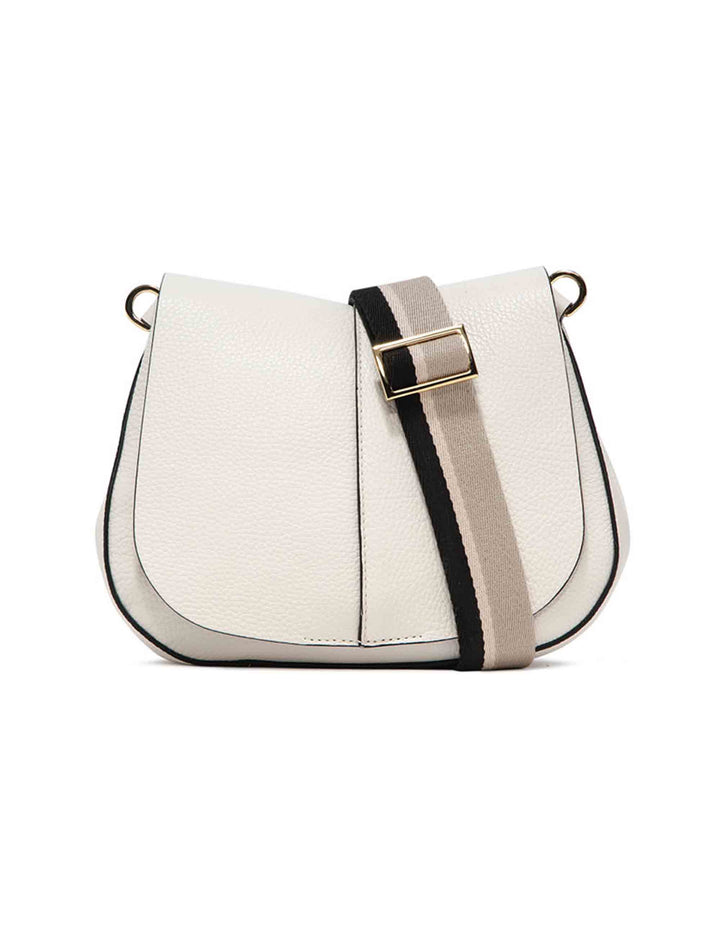 Spatarella Borse a spalla donna Helena Round in pelle panna con doppia tracolla Vendite Flash