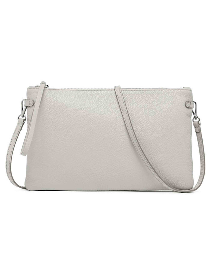 Spatarella Borse donna pochette Hermy in pelle grigia con manico a bracciale e tracolla in pelle Negozio