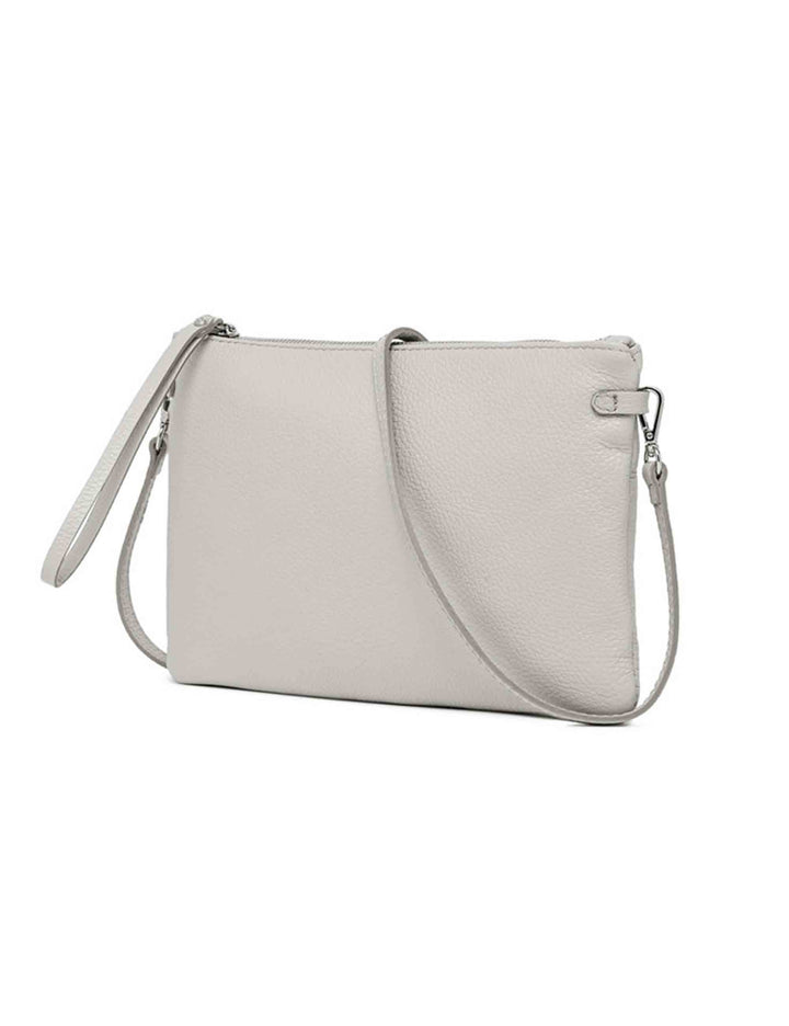Spatarella Borse donna pochette Hermy in pelle grigia con manico a bracciale e tracolla in pelle Negozio