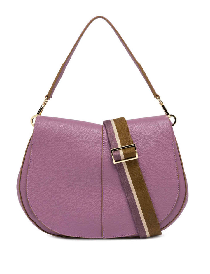 Spatarella Borse a spalla donna Helena Round in pelle viola In Saldo