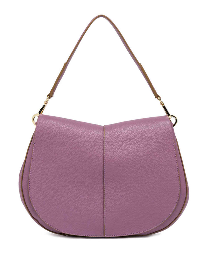 Spatarella Borse a spalla donna Helena Round in pelle viola In Saldo