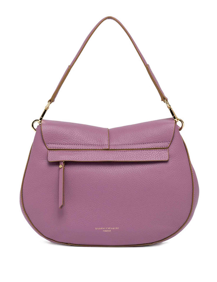 Spatarella Borse a spalla donna Helena Round in pelle viola In Saldo