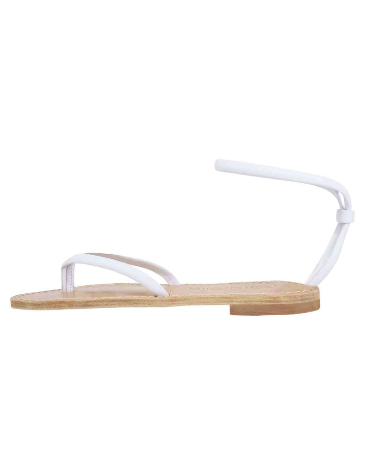 Spatarella Sandali flat donna infradito in pelle bianca con cavigliera In Linea