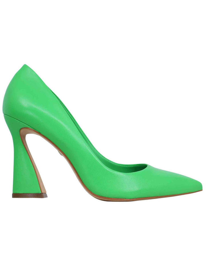 Spatarella Decollete donna in pelle verde con tacco alto e punta a punta Qualità