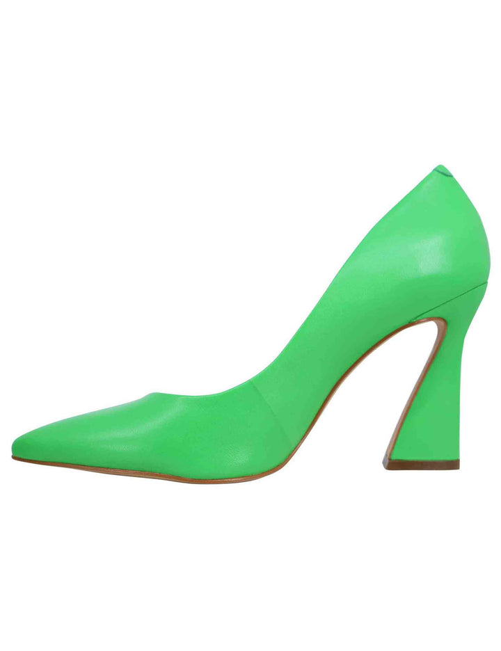 Spatarella Decollete donna in pelle verde con tacco alto e punta a punta Qualità