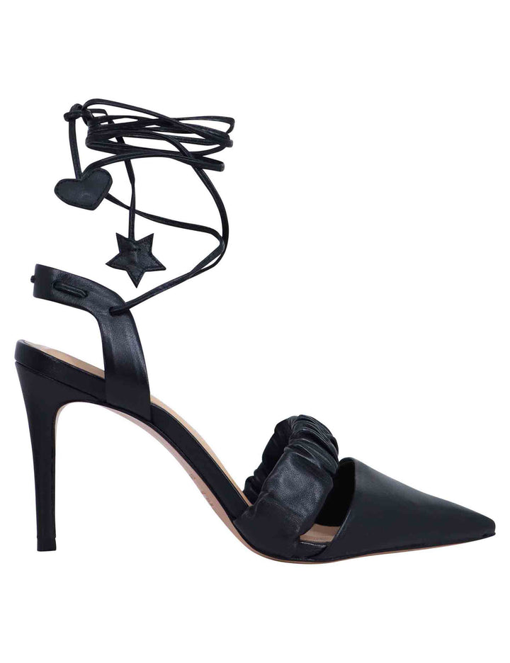 Spatarella Decollete slingback donna in pelle bianca con laccetti alla caviglia tacco alto Promozione